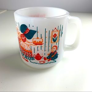 Holly Hobbie Glasbake White Coffee Mug Tea Cup To know is nothing at all saying